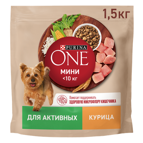 

Сухой корм Purina One Мини для собак мелких пород с курицей и рисом 1.5 кг