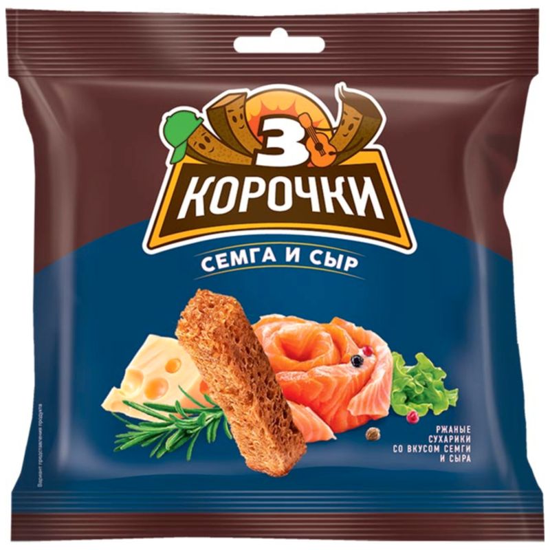 

Сухарики ржаные Три корочки Семга с сыром 100 г
