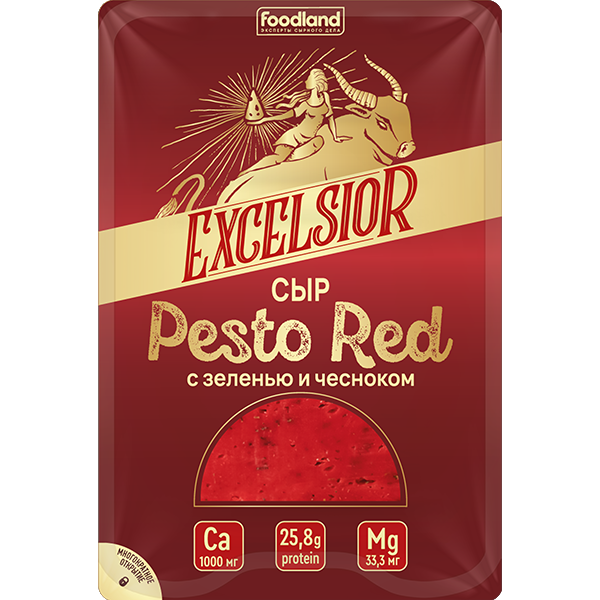 

Сыр EXCELSIOR Pesto Red зелень+чеснок 45% слайсы без змж