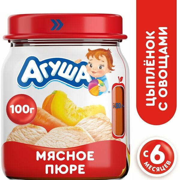Пюре Агуша Цыпленок с овощами 2.6% с 5 месяцев 100г