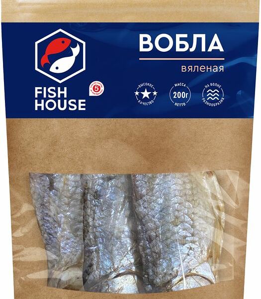 Вобла Fish House вяленая неразделанная 200 г