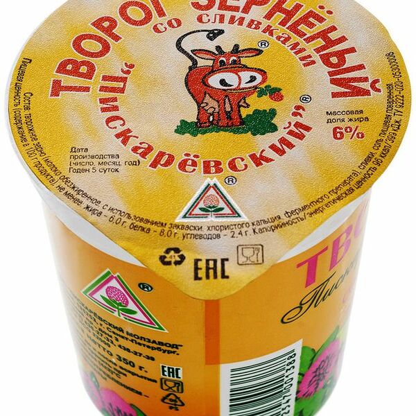 Творог Пискаревский со сливками зернёный 6%, 350г