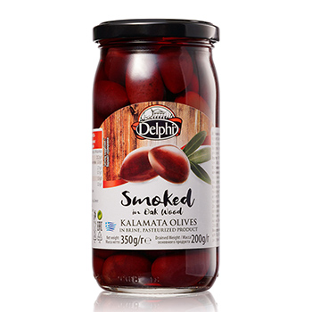 

Оливки Delphi черные Каламата с косточкой копченые 350 г