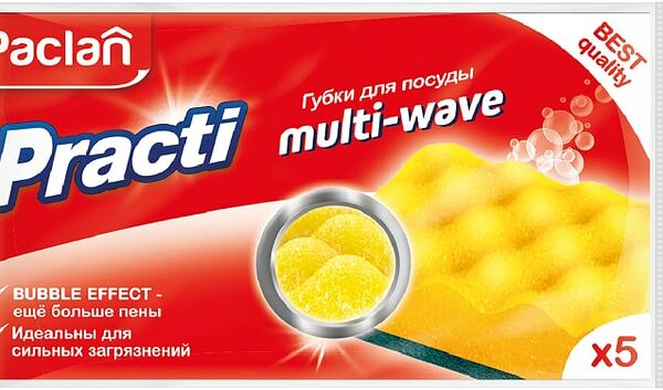 Губки для мытья посуды Paclan Practi Multi-Wave 5шт