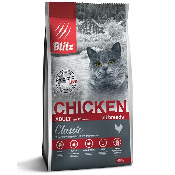 Корм для кошек BLITZ adult cat chiken с мясом курицы