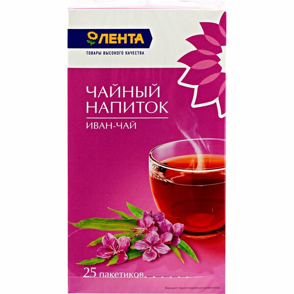 Чайный напиток Лента Иван-чай в пакетиках, 25 шт