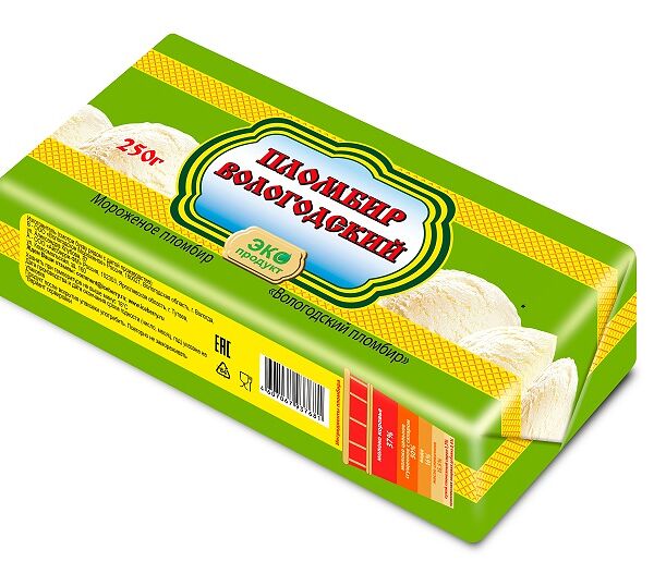 Мороженое вологодский пломбир 250 г брикет