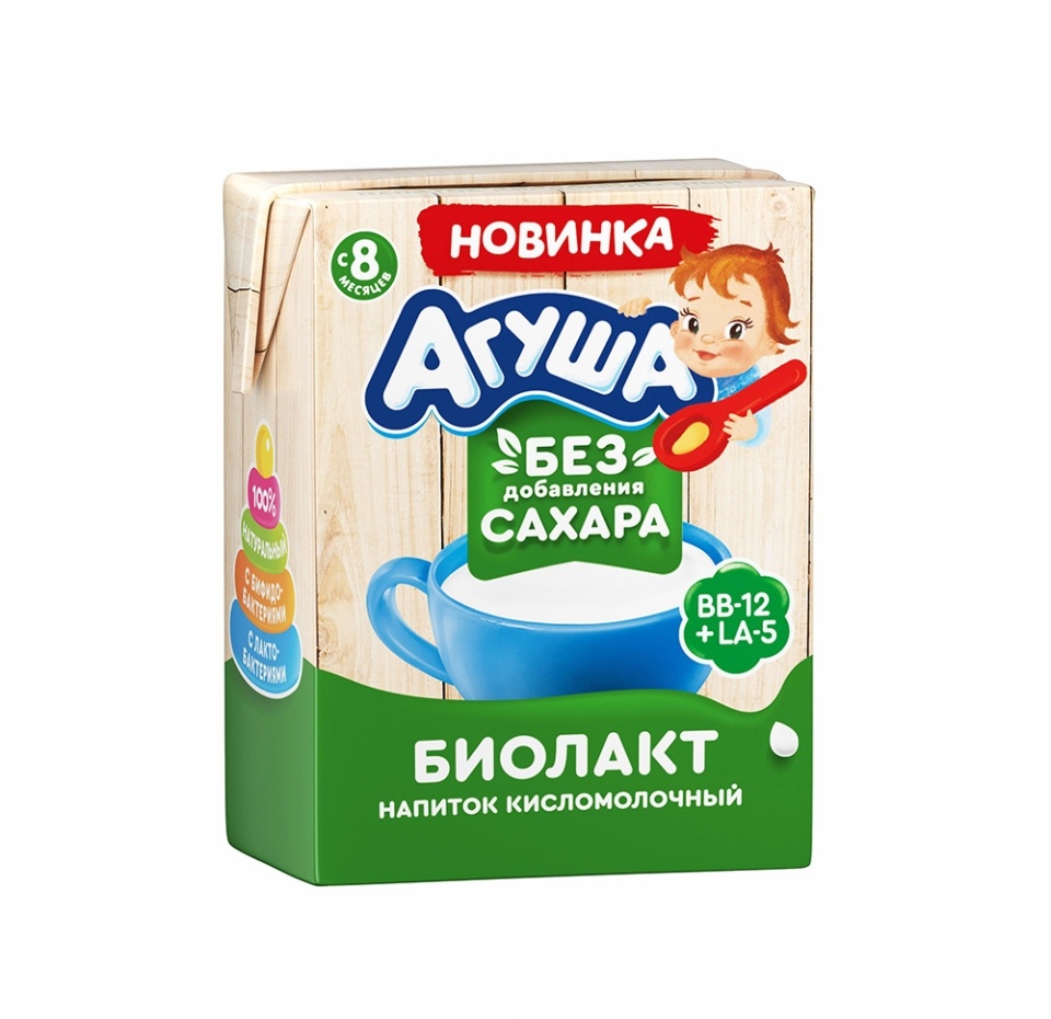 

Напиток кисломолочный Биолакт Агуша Первая ложка с 8 месяцев 3.4% 200 мл