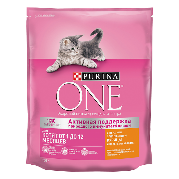 Сухой корм для котят Purina One с курицей и злаками