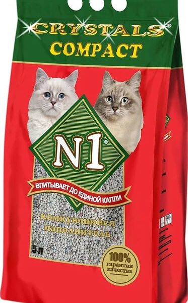 Наполнитель N1 Crystals глиняный комкующийся Compact 5 л