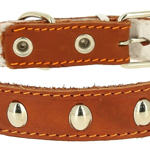 Каскад ошейник кожаный с украшением с синтепоном 50-59 см.