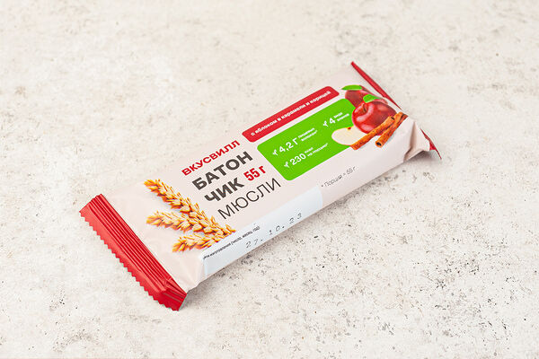 Батончик-мюсли с яблоком в карамели и корицей