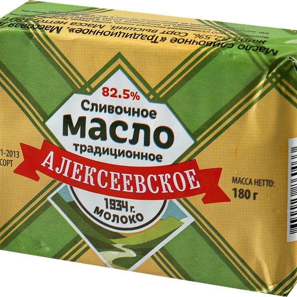 Масло сливочное АЛЕКСЕЕВСКОЕ МОЛОКО Традиционное 82,5%, без змж, 180г