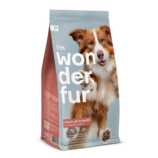 Wonderfur Adult All breeds сухой корм для собак Говядина/Рис 3 кг