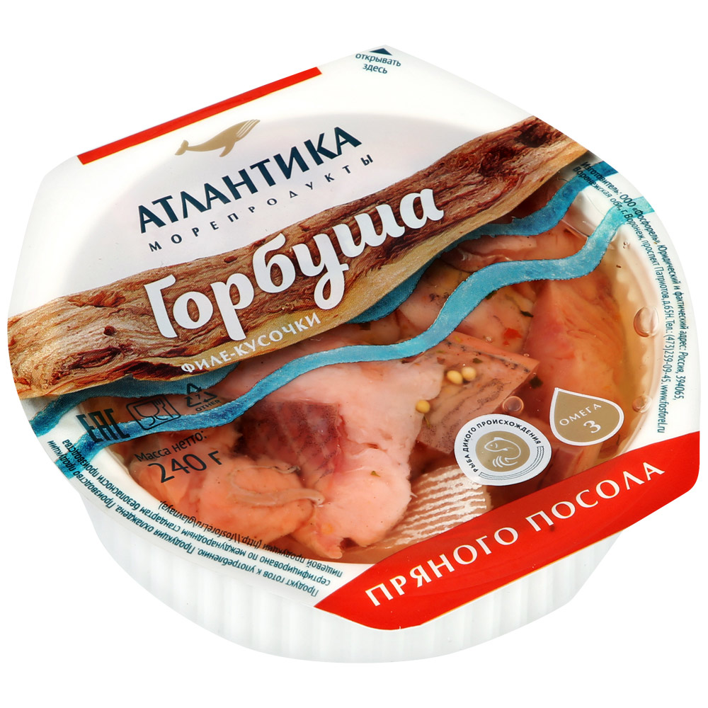 

Горбуша Атлантика филе-кусочки пряного посола в масле 240 г