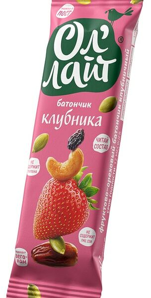 Батончик фруктово-ореховый Ол Лайт клубника 30г
