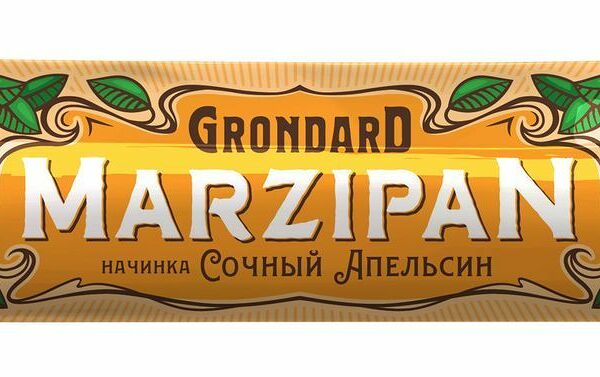 Батончик фруктовый Grondard, марципановый, с апельсиновой начинкой, глазированный