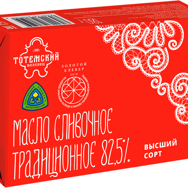 Масло сливочное ТОТЕМСКИЙ Традиционное 82,5% высший сорт, без змж