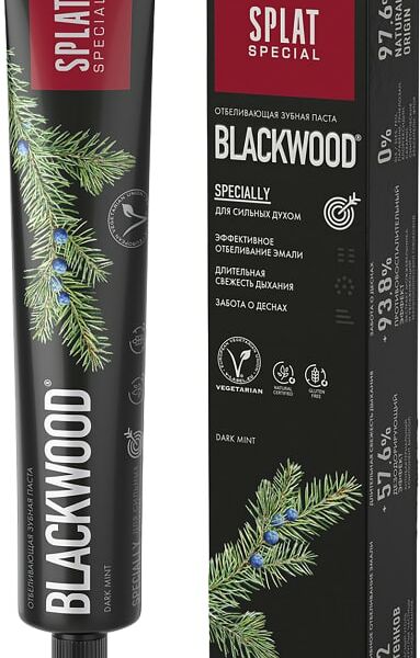 Зубная паста Splat Special Blackwood Черная без фтора Черное дерево для отбеливания зубов 75мл
