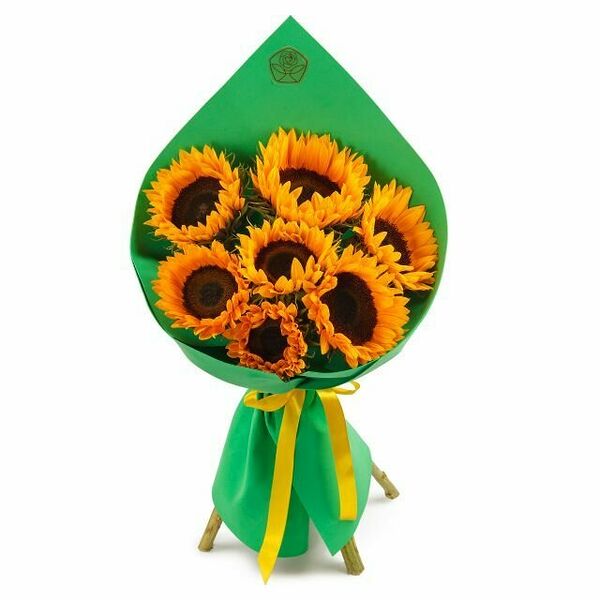 Букет 7 подсолнухов в фоамиране 50 см