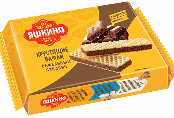 Вафли Яшкино Вафельный сэндвич 180г