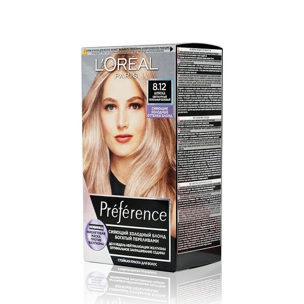 Стойкая краска для волос L'Oréal Paris Préférence Cool Blondes, оттенок 8.12, Аляска, светло-русый пепельный бежевый
