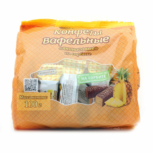 Конфеты вафельные ананасовые на сорбите ТМ Петродиет