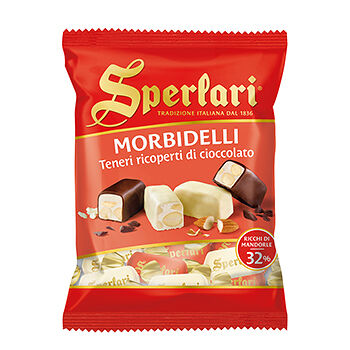 Конфеты Sperlari нуга из миндаля покрытая темным или белым шоколадом Morbidelli 117г, Италия
