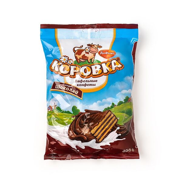 Вафельные конфеты Рот Фронт Коровка вкус шоколада 250 г