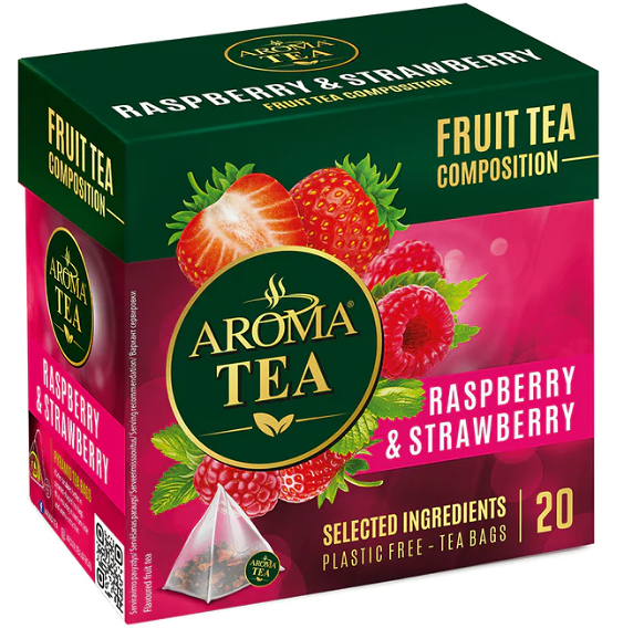 Напиток чайный фрукт аромат Aroma tea с малиной и клубникой 40г пакет