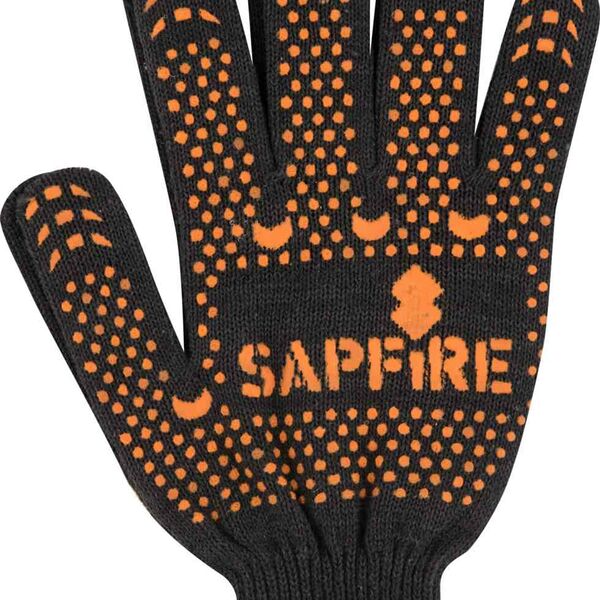 Перчатки трикотажные Sapfire Professional стандартные с ПВХ цвет: чёрный, 1 пара