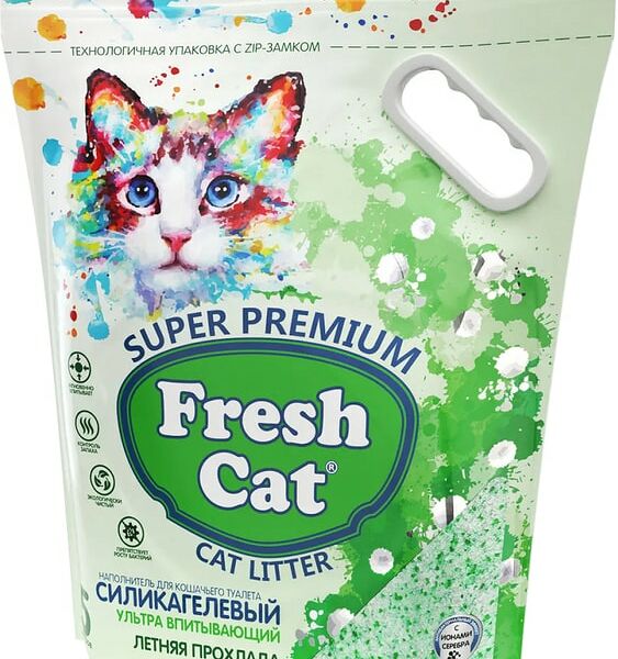 Наполнитель силикагелевый для кошачьего туалета Fresh Cat с ароматом Летняя прохлада 5л