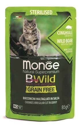 Monge Bwild Cat Grain free пауч для кошек Кабан с овощами