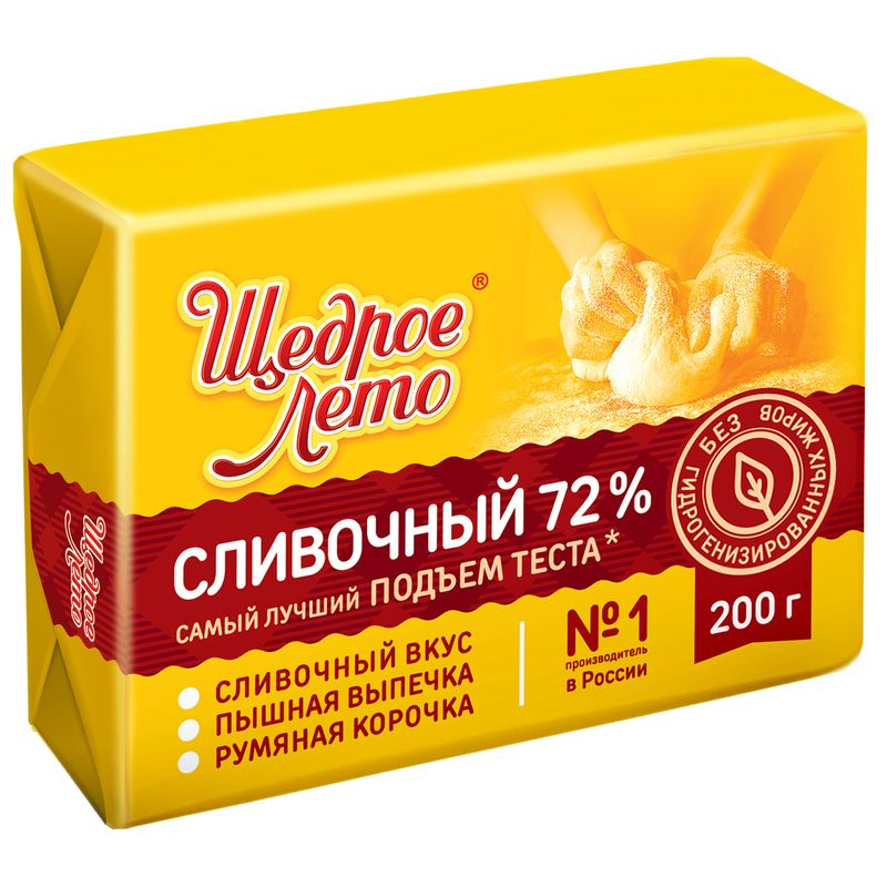 

Маргарин Щедрое Лето сливочный 72% 200 г