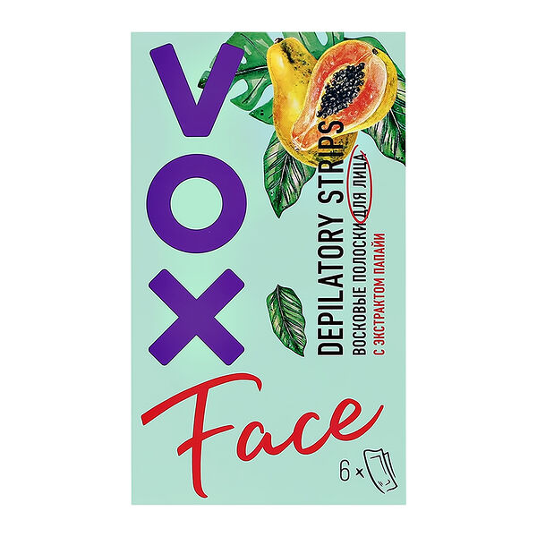 Полоски восковые для лица `VOX` с экстрактом папайи 6 шт.