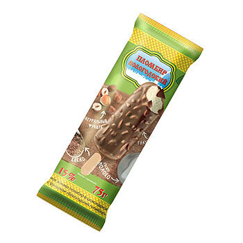 Мороженое эскимо Пломбир Вологодский в шоколадной глазури с фундуком