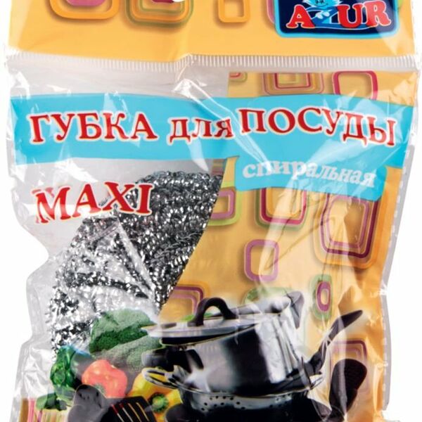 Губка для посуды из нержавеющей стали Azur Maxi спиральная, 1 шт.