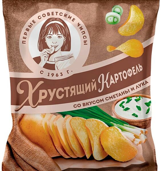 Чипсы Хрустящий Картофель со вкусом сметаны и лука 70г