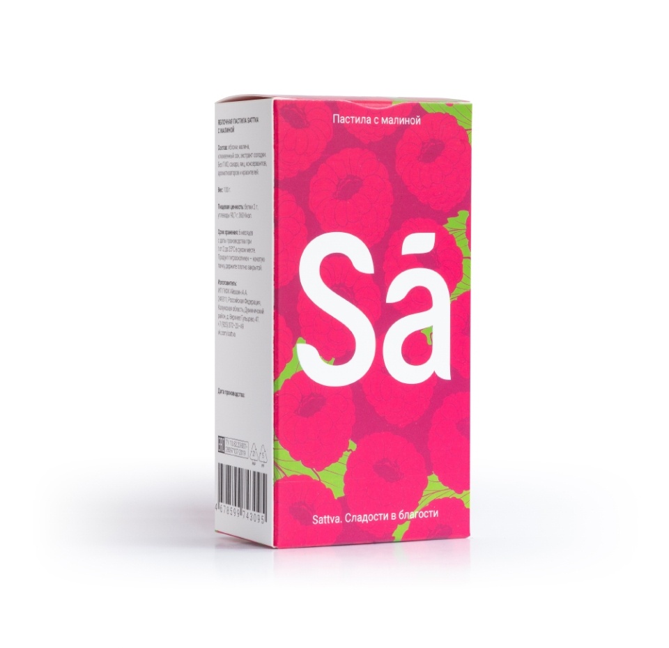 

Пастила Sattva хрустящая в пластинках яблочная с малиной 100г