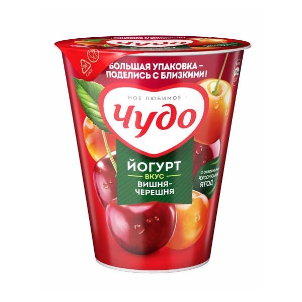 Йогурт Чудо 2% 290гр Вишня Черешня пл/ст