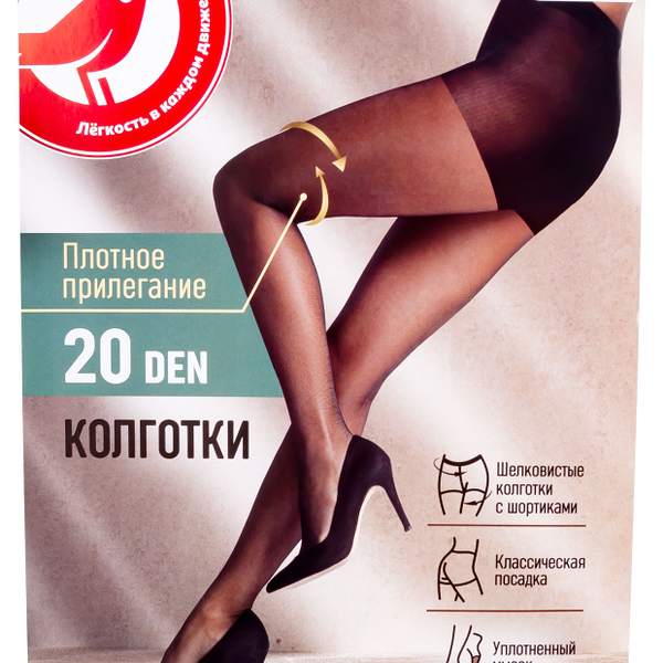 Колготки женские АШАН Красная птица 20 ден visone, р 3 (M)