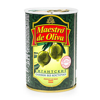 Оливки Maestro de Oliva Гигант, зеленые с косточкой