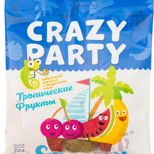 Мармелад жевательный Crazy Party Тропические фрукты с натуральным соком