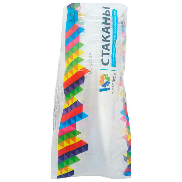 Стакан 500 мл 12 шт прозрачный юпласт