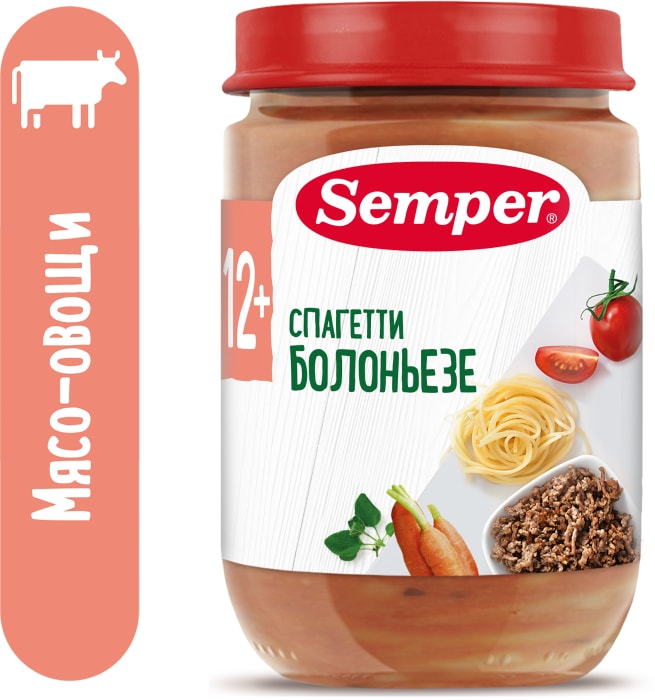 

Пюре Semper спагетти болоньезе с 12 месяцев 190 г