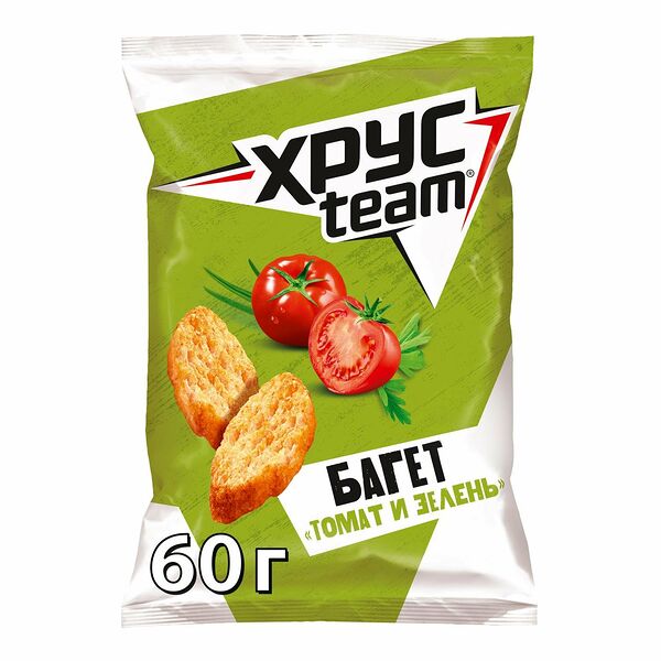 Сухарики - багет томат и зелень ТМ Хруст team (Хруст тим)