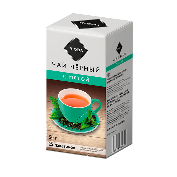 Чай черный Rioba с мятой, 2 г x 25 шт