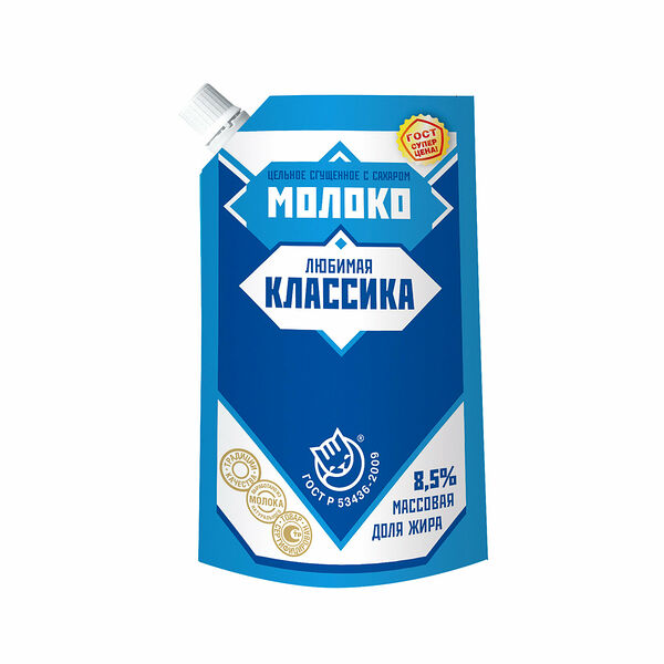 Молоко цельное сгущённое Любимая классика с сахаром 8,5%