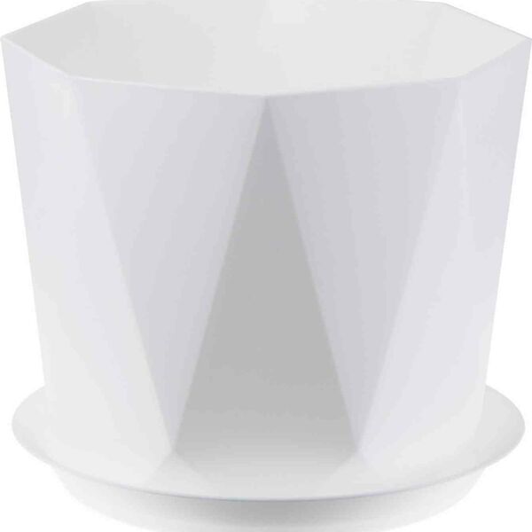 Кашпо Idea Призма цвет: белый, с поддоном 175 мм, 2.6 л