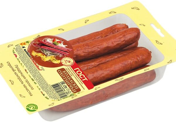 Колбаски Иней Охотничьи полукопченые 350г